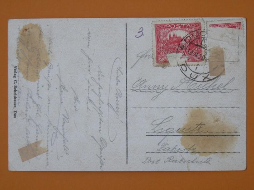 DUCHCOV rybník lidé loďka 1920