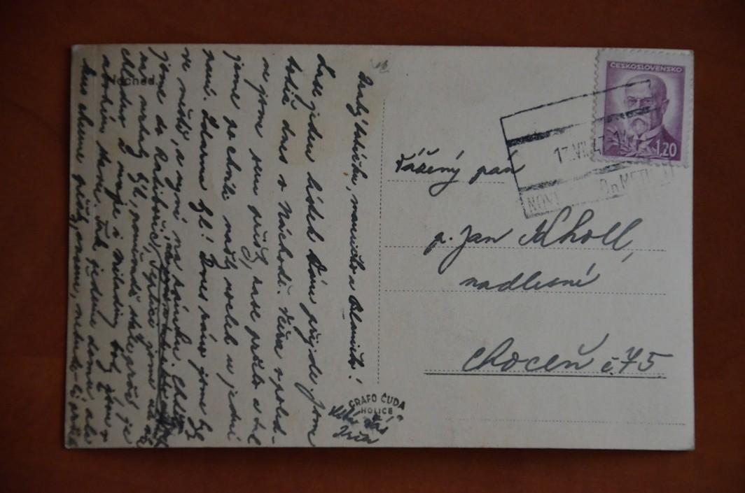NÁCHOD zámek vlaková pošta 1947