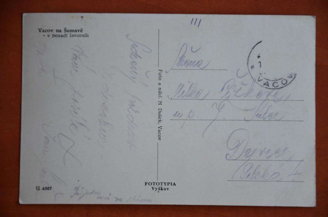 VACOV Šumava Javorník okres Prachatice 1946