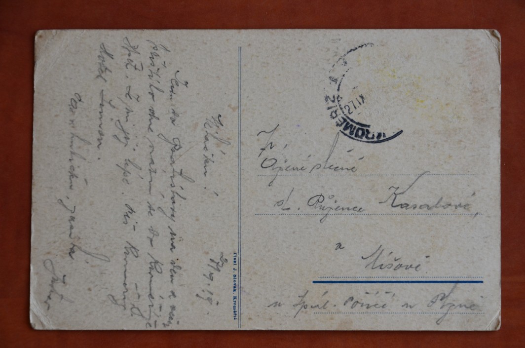 KROMĚŘÍŽ okénková náměstí kostel 1919