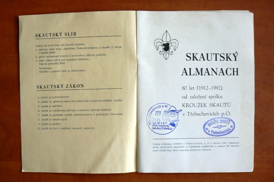 SKAUTSKÝ ALMANACH - 80 let skautingu Třebechovice pod Orebem 1912-1992