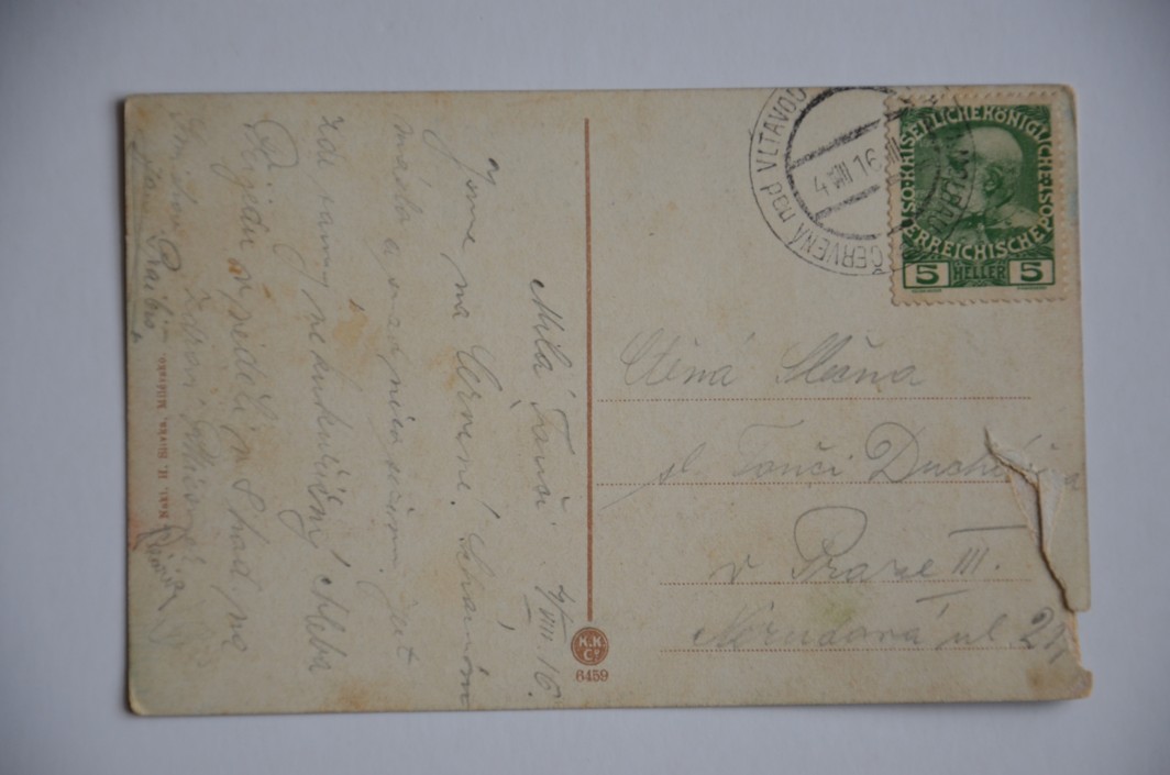 ČERVENÁ NAD VLTAVOU železnice most Šejharův mlýn okres Písek zaniklá obec R-U 1916