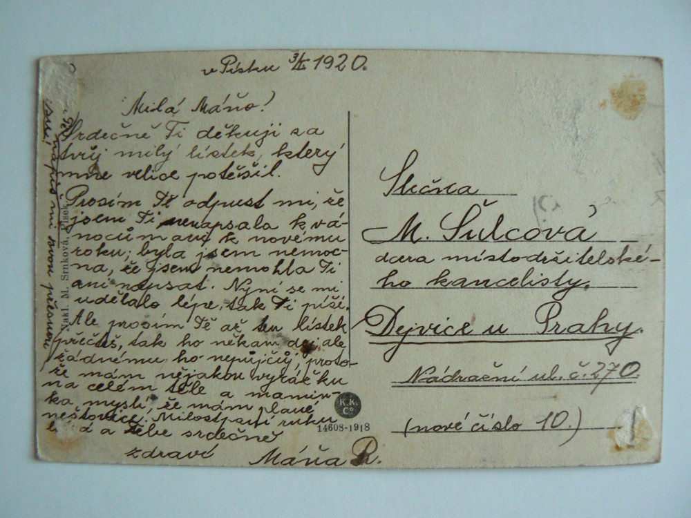 PÍSEK ulice Husova třída R-U 1918