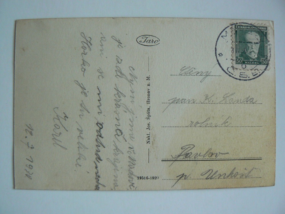 HRONOV Měšťanská chlapecká škola okres Náchod 1920