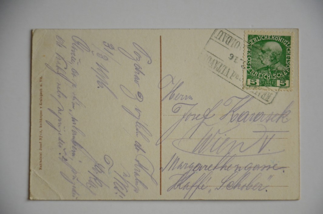KRALUPY NAD VLTAVOU okres Mělník R-U 1916 vlaková pošta