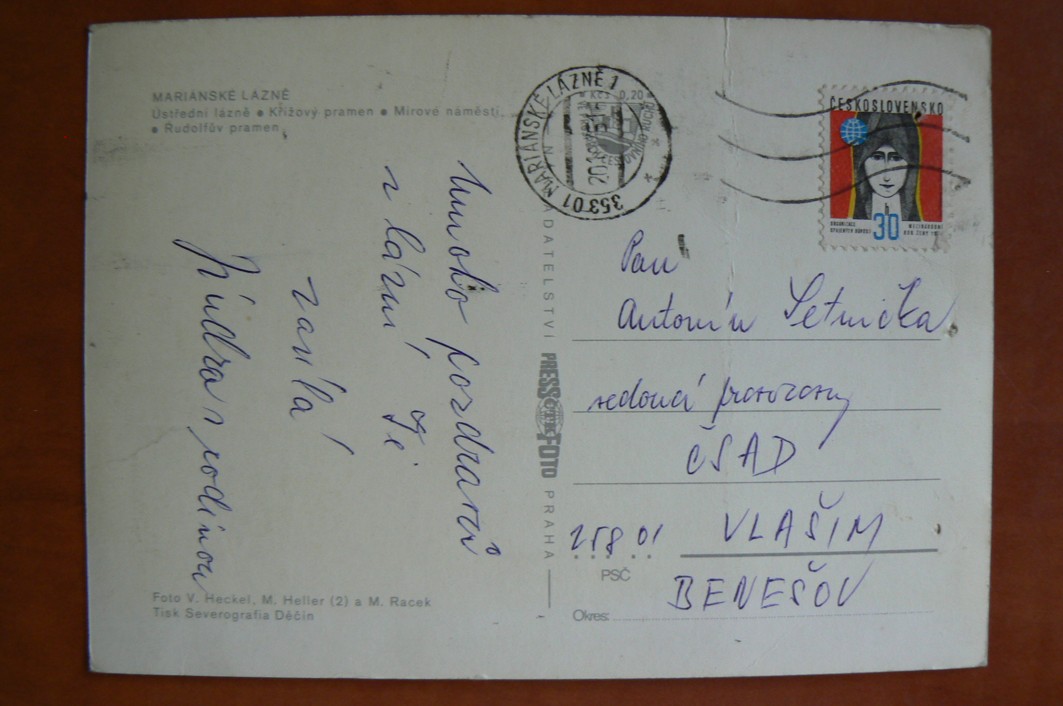 MARIÁNSKÉ LÁZNĚ okénková erb okres Cheb PRESSFOTO 1975