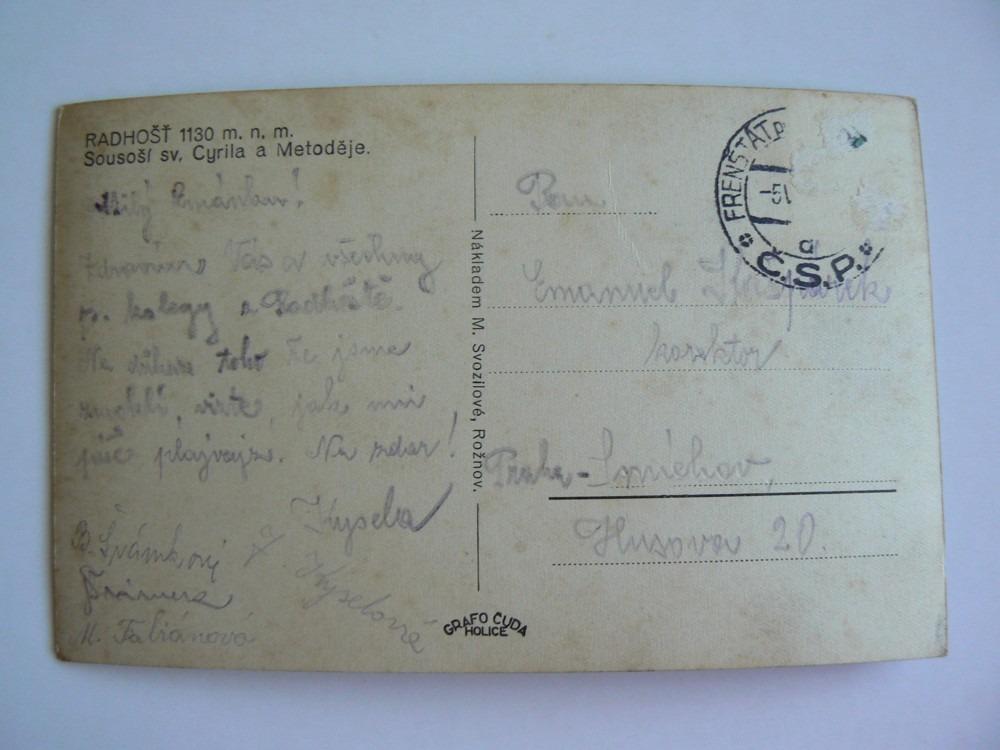 RADHOŠŤ sousoší sv. Cyrila a Metoděje okres Nový Jičín Beskydy