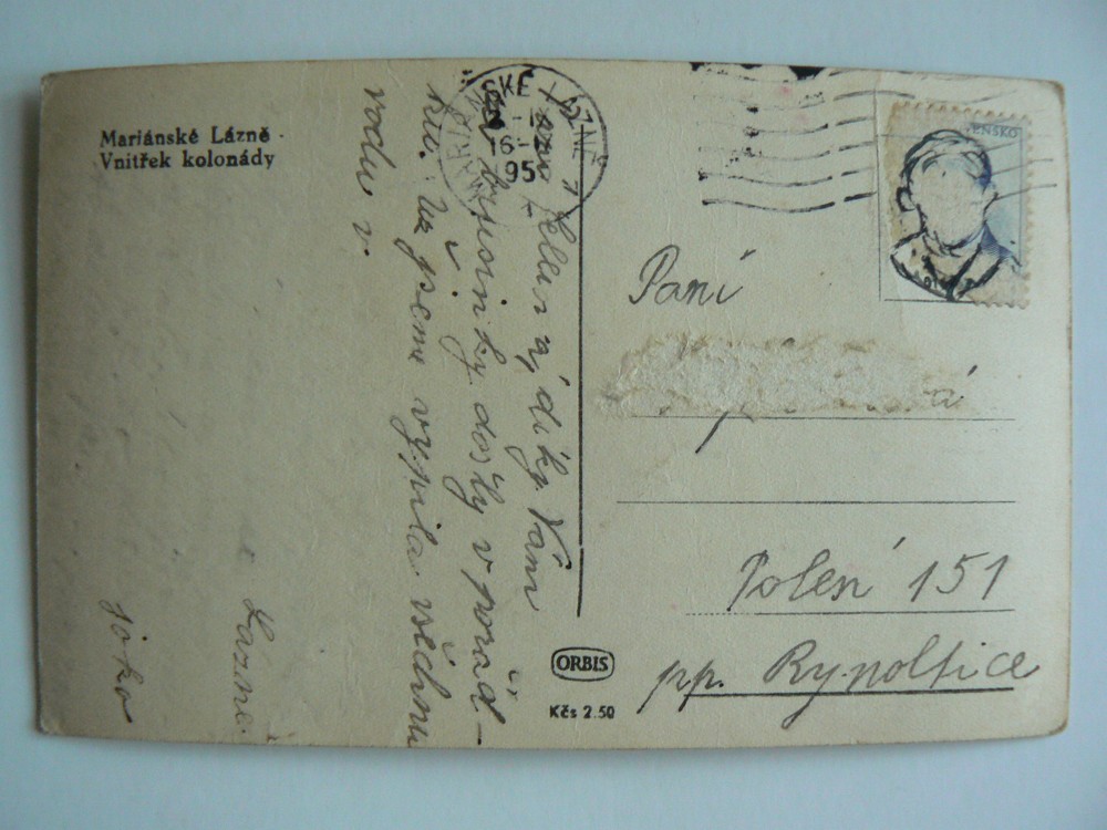 MARIÁNSKÉ LÁZNĚ kolonáda lidé okres Cheb 1955