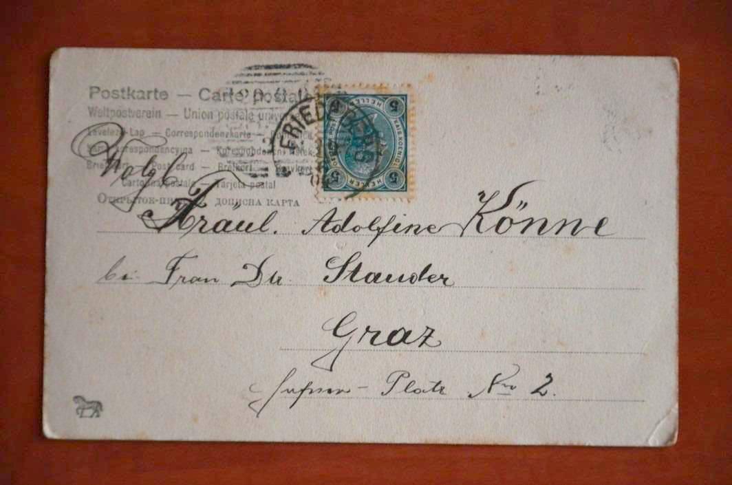 ŽENA DÁMA secese R-U dlouhá adresa 1904