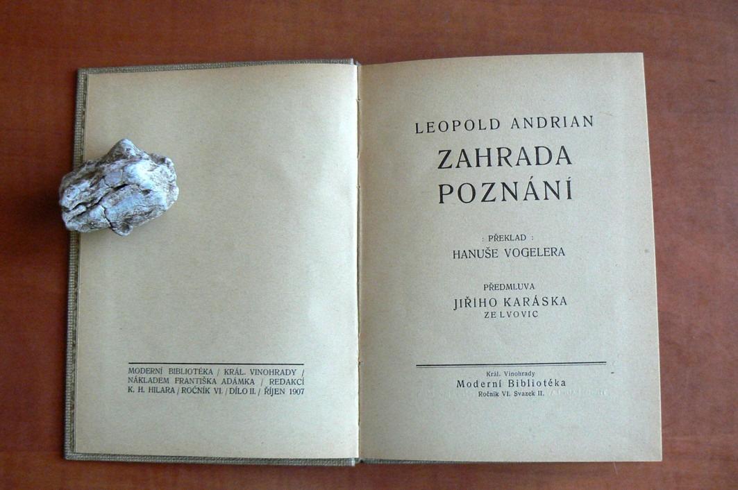 ZAHRADA POZNÁNÍ Leopold Andrian (1907) předmluva Jiří Karásek ze Lvovic