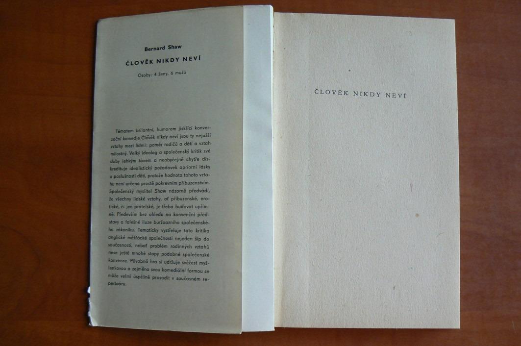 ČLOVĚK NIKDY NEVÍ Bernard Shaw (1963) divadelní hra