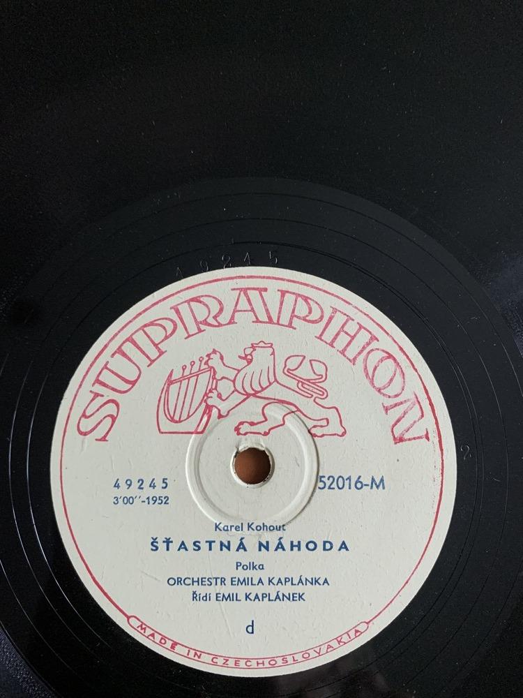 Šelaková deska ŠŤASTNÁ NÁHODA / UZEL NA ŠÁTKU Supraphon 1952