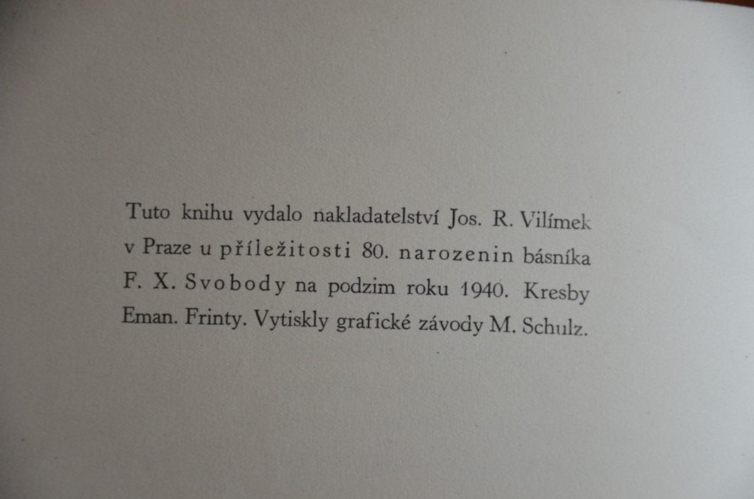 MILOSTNÝ SEN - F. X. Svoboda (originální podpis) - il. Eman. Frinta (1940)